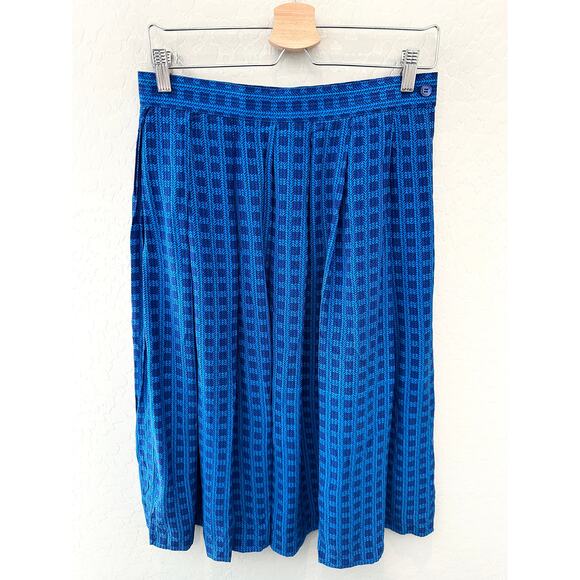 LIZ CLAIBORNE | Women’s Vintage 100% Silk Midi Skirt Blue Arrow Print | Size 12 - Picture 1 of 5